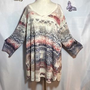 Avenue Top ~ Multi-Color ~ Embellished ~ Chiffon Tunic Back ~ 22/24 ~ NWOT